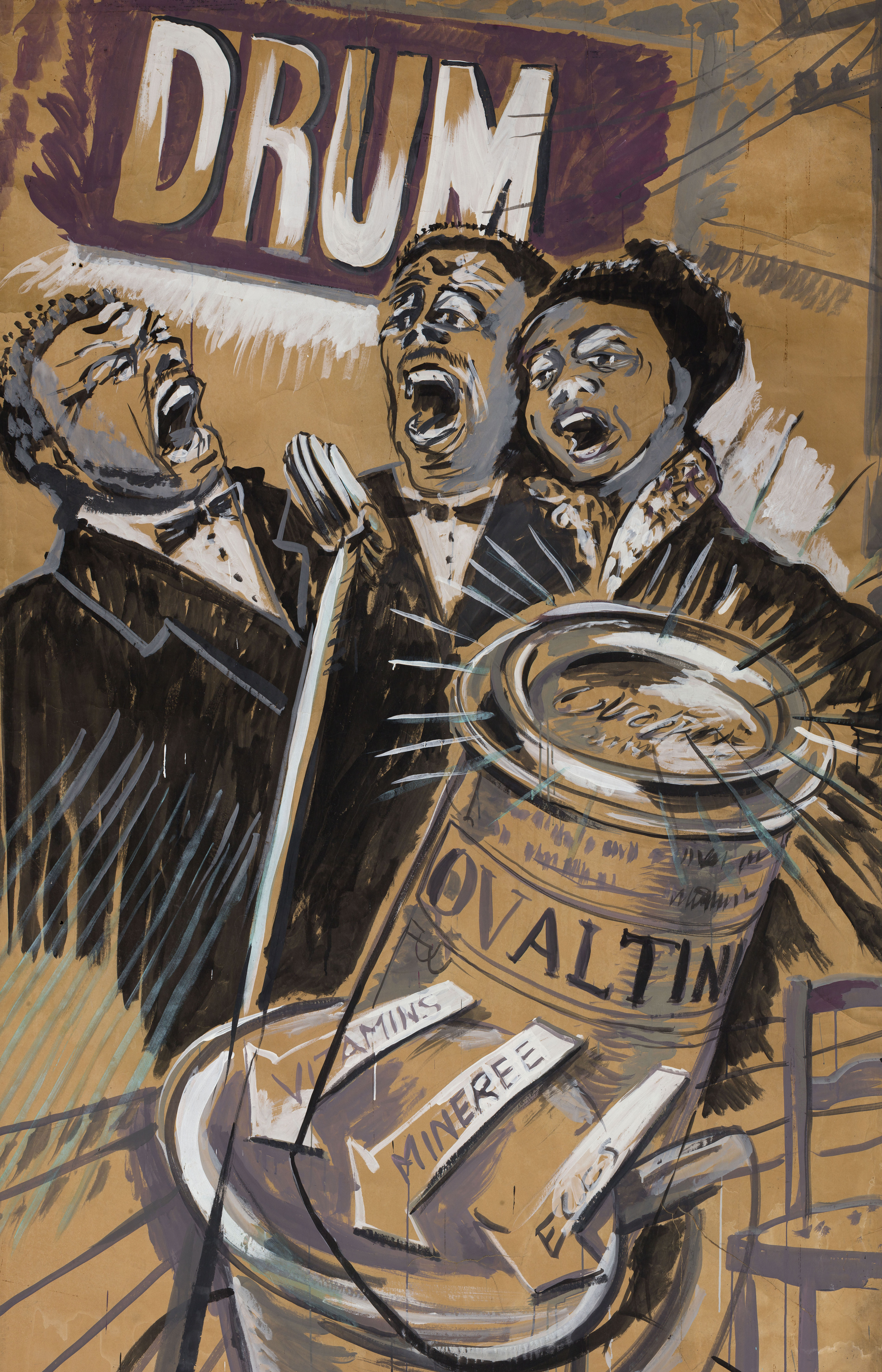 William Kentridge, "Drum" (détail), partie des décors réalisés pour la pièce "Sophiatown", 1989