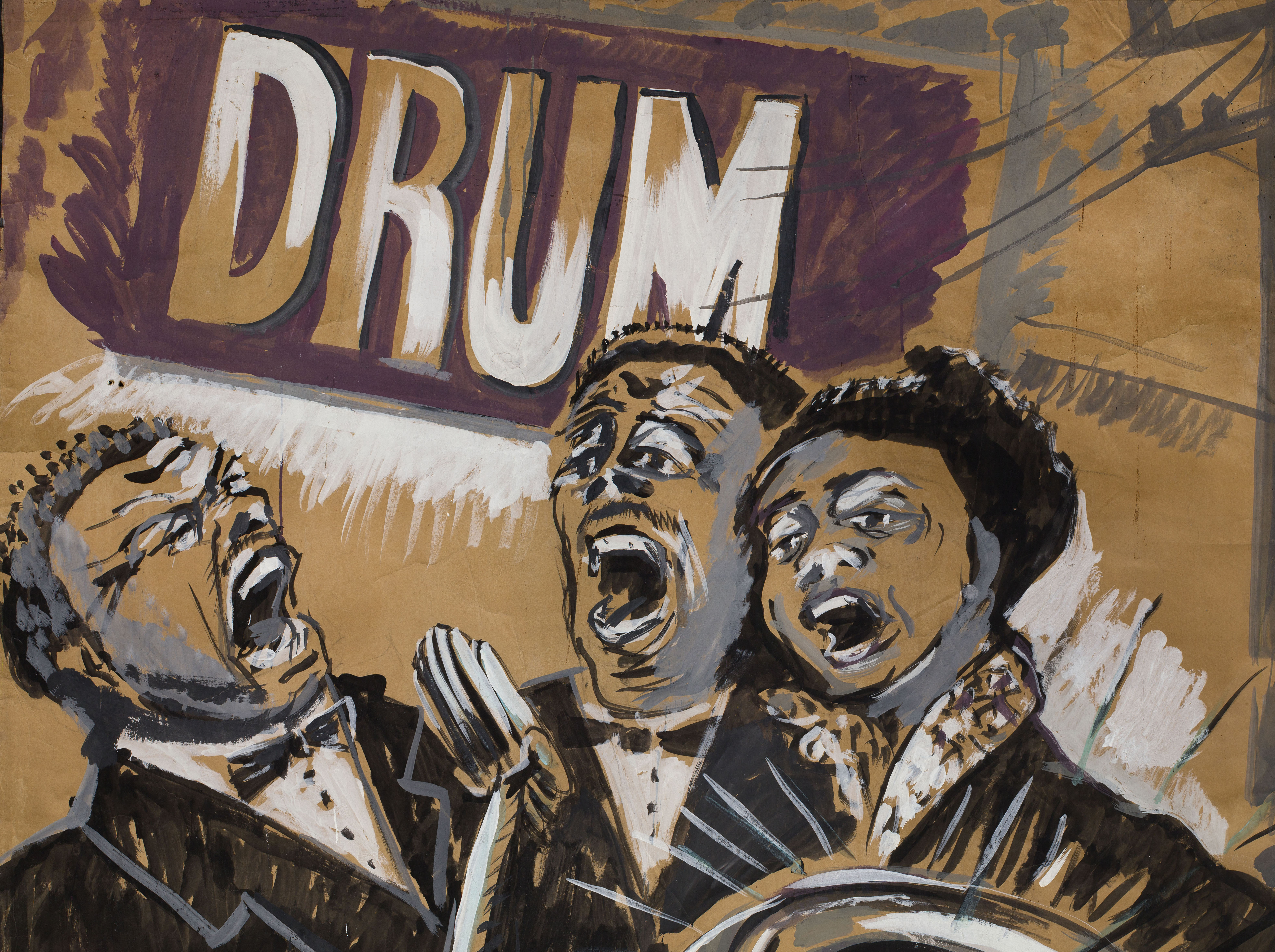 William Kentridge, "Drum" (détail), partie des décors réalisés pour la pièce "Sophiatown", 1989