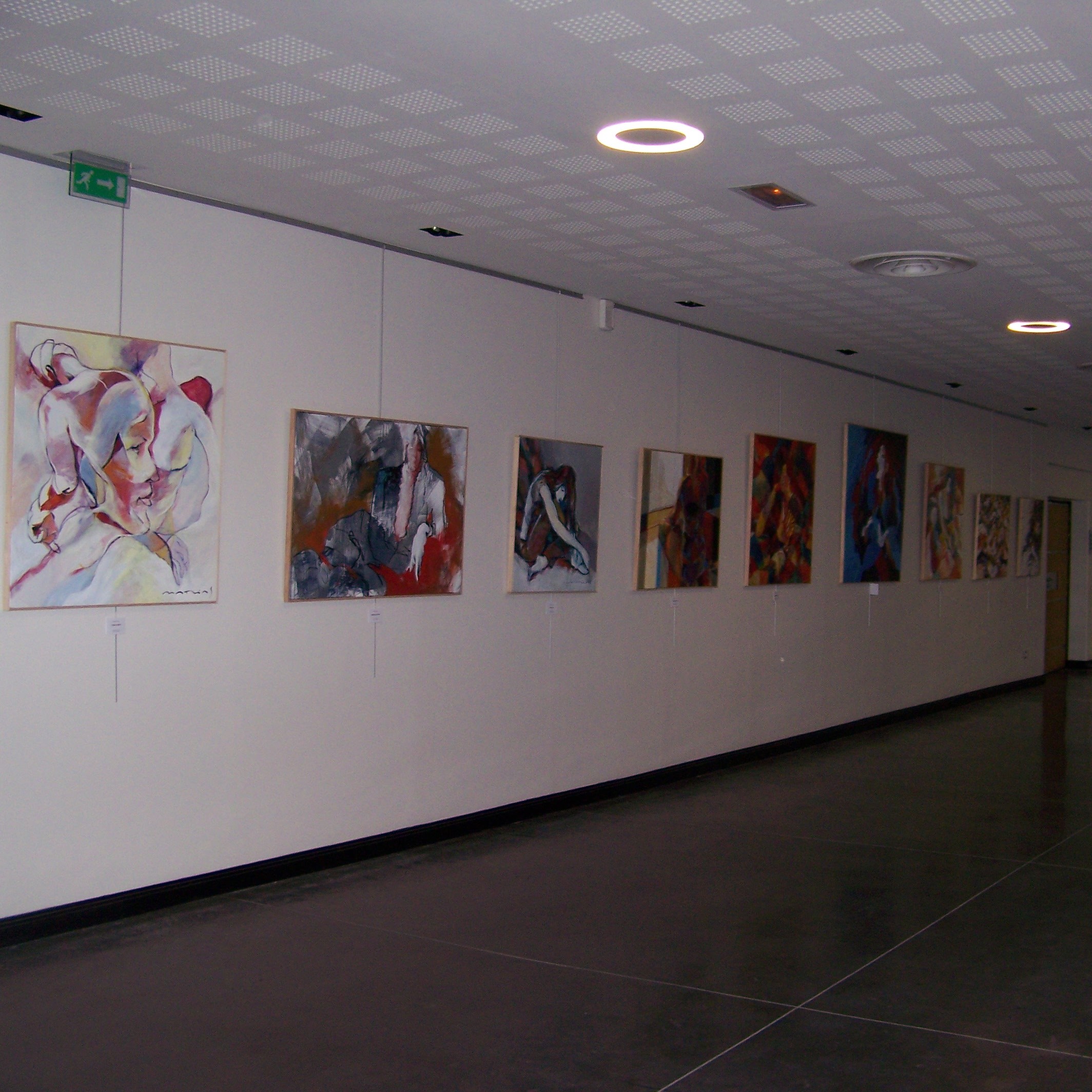Salle d'exposition, mur avec 9 tableaux de Matisse et Picasso.