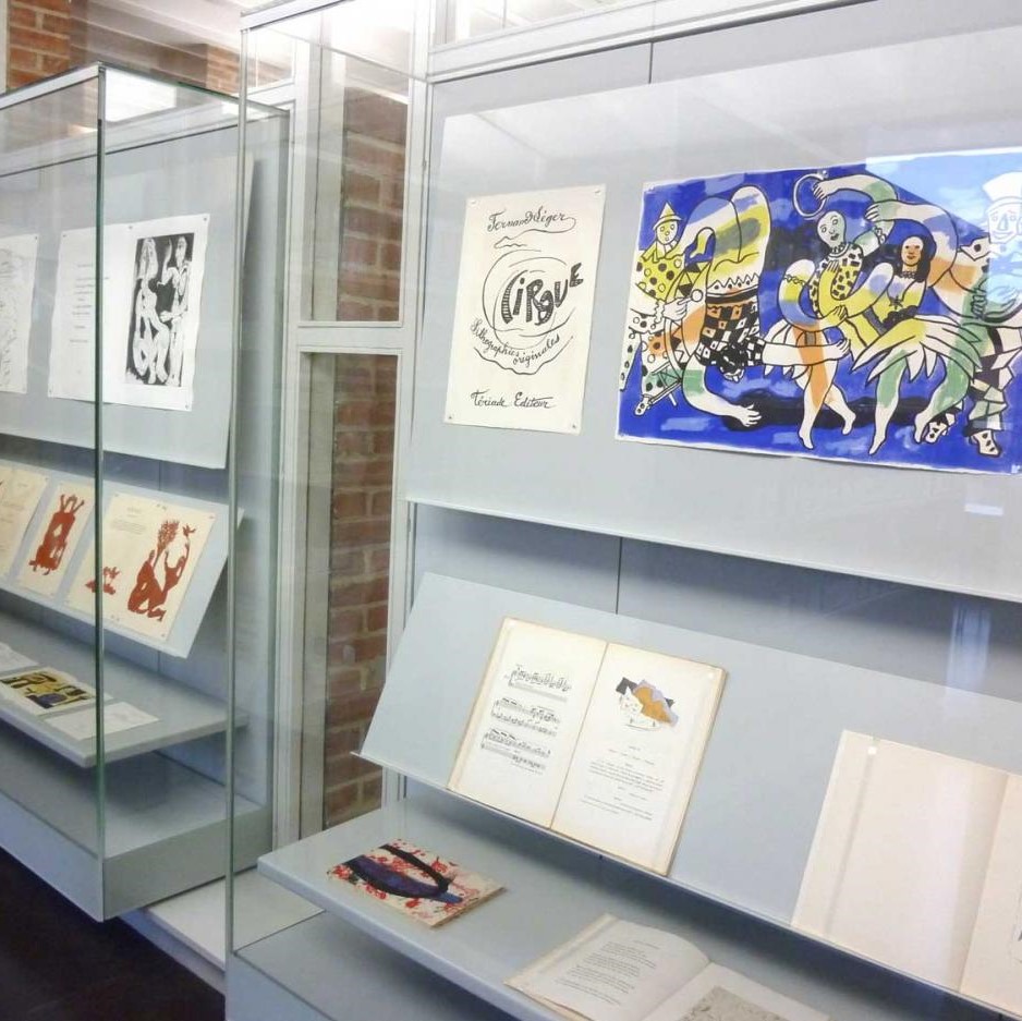 Vitrine et exposition sur le sport et le mouvement.