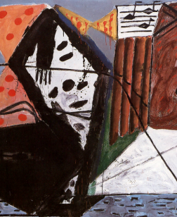 Peinture coloré avec une multitude de forme géométrique nous rappelant de la musique.