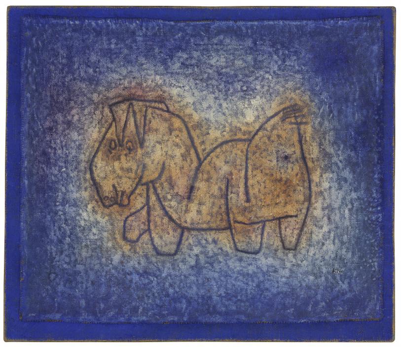 Paul Klee, dessin sur fond bleu.