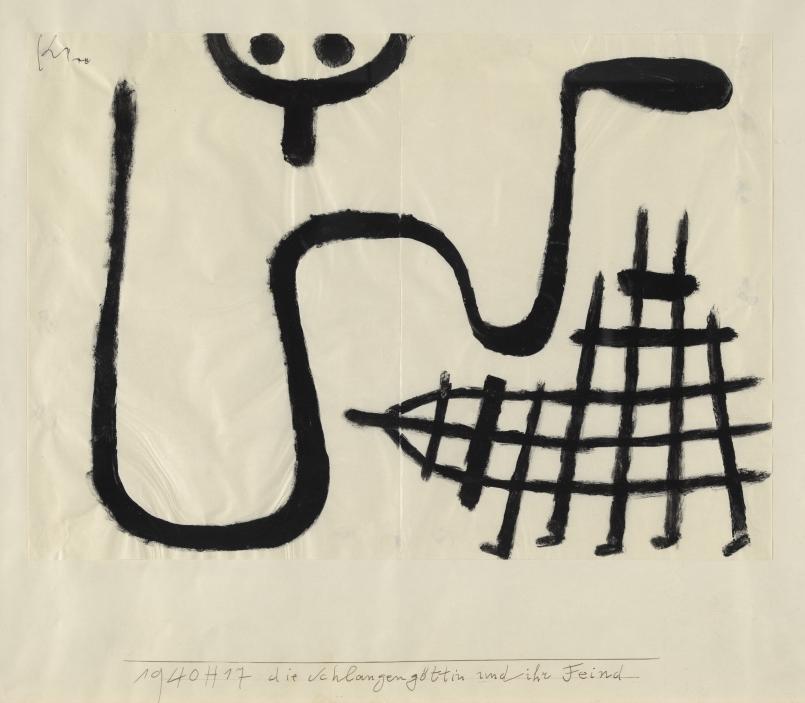 Paul Klee, dessin noir sur fond blanc.